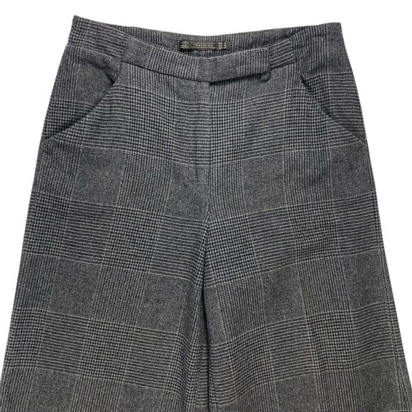 Zara Wide Leg Pants Womens Medium Gray Plaid Trafaluc High Rise Classic Chic - Picture 2 of 15